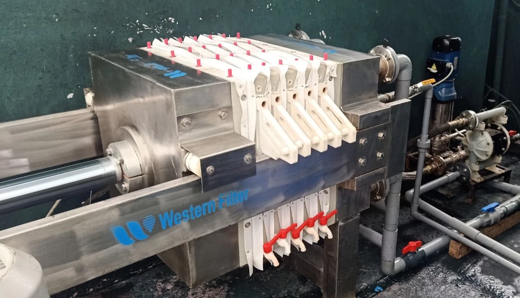 The membrane filter press has been installed at the factory