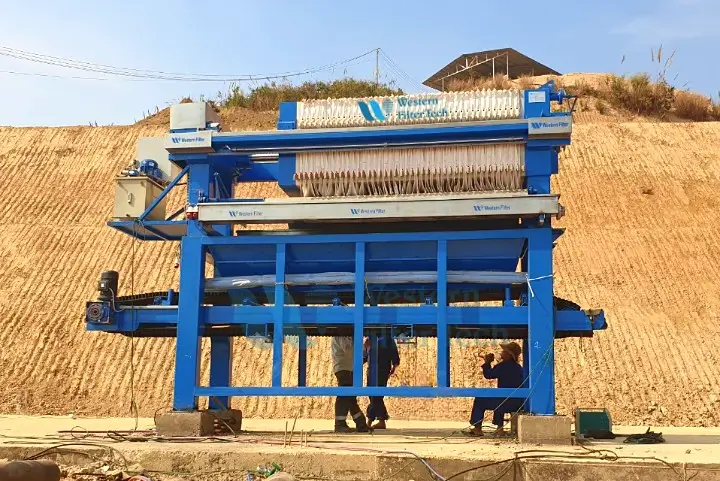 The Western Filter sludge press machine is continuously monitored throughout the restart process